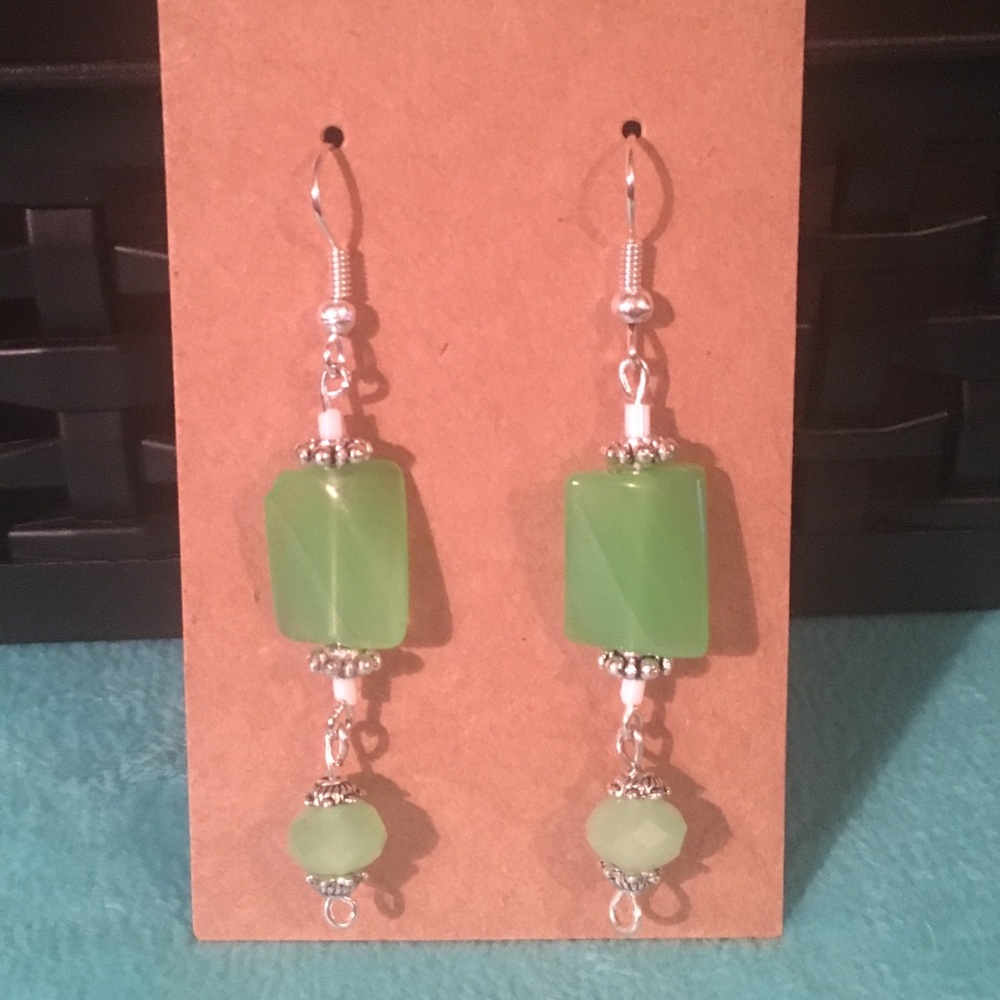 Green Stone Drop Earrings